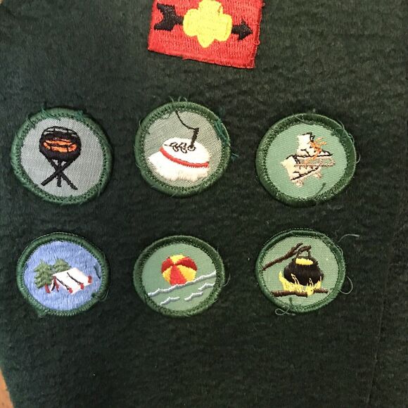 Vintage Green Felt Girl Scout Vest with Patches Badges & Pins Los Angeles 1150 - Picture 5 of 8
